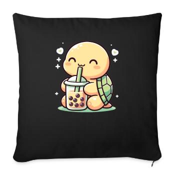 Kawaii Turtles Bubble Tea Boba Turtle - Sofa pillowcase 17,3'' x 17,3'' (45 x 45 cm) - black - Front