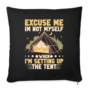 Équipement de camping pour hommes Tente de camping Randonnée - Housse de coussin décorative 45 x 45 cm - noir - Devant