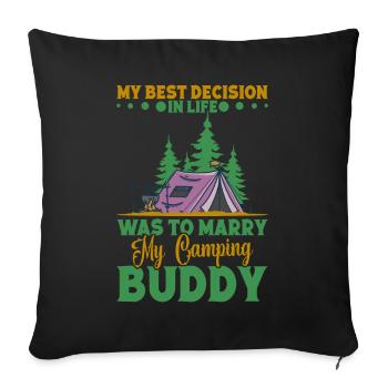 Hiking Mountaineer, Nature Lover, Camping - Sofa pillowcase 17,3'' x 17,3'' (45 x 45 cm) - black - Front