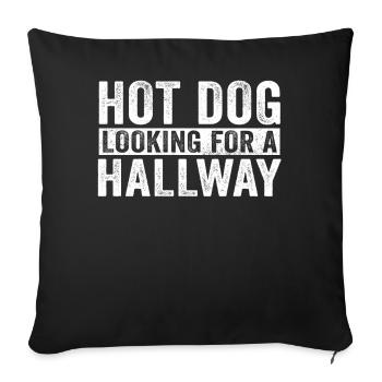 Hot Dog Looking For A Hallway - Sofa pillowcase 17,3'' x 17,3'' (45 x 45 cm) - black - Front