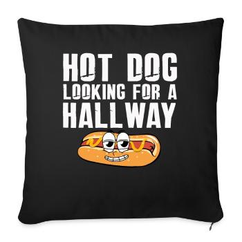 Hot Dog Looking For A Hallway - Sofa pillowcase 17,3'' x 17,3'' (45 x 45 cm) - black - Front