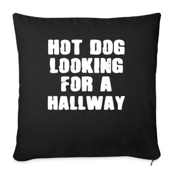 Hot Dog Looking For A Hallway - Sofa pillowcase 17,3'' x 17,3'' (45 x 45 cm) - black - Front
