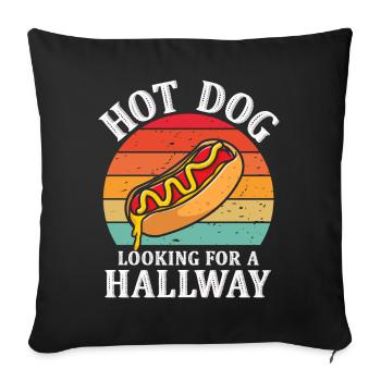Hot Dog Looking For A Hallway - Sofa pillowcase 17,3'' x 17,3'' (45 x 45 cm) - black - Front
