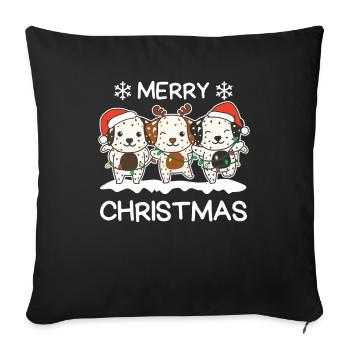 Joyeux Noël Dalmatiens Chiens de la veille de Noël - Housse de coussin décorative 45 x 45 cm - noir - Devant