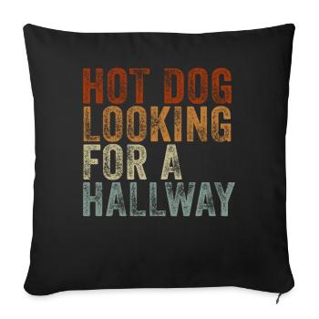 Hot-dog à la recherche d’un couloir - Housse de coussin décorative 45 x 45 cm - noir - Devant