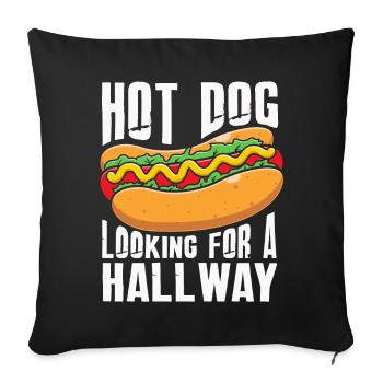 Hot Dog Looking For A Hallway - Sofa pillowcase 17,3'' x 17,3'' (45 x 45 cm) - black - Front