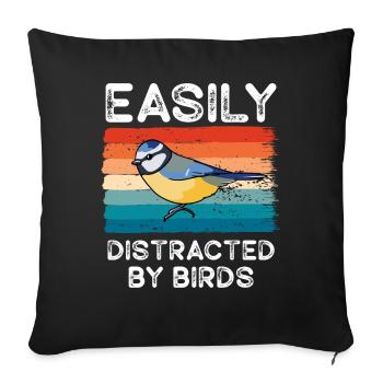 Facilement distrait par les oiseaux Amateur d’oiseaux - Housse de coussin décorative 45 x 45 cm - noir - Devant
