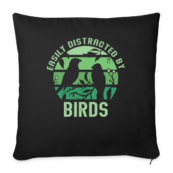 Easily Distracted By Birds Bird Lover - Sofa pillowcase 17,3'' x 17,3'' (45 x 45 cm) - black - Front