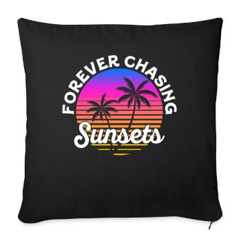 Forever Chasing Sunsets Retro Summer Vacation - Sofa pillowcase 17,3'' x 17,3'' (45 x 45 cm) - black - Front