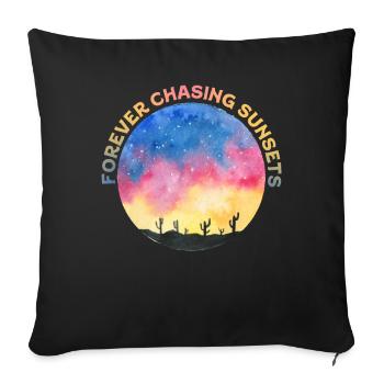 Forever Chasing Sunsets Vacances d’été rétro - Housse de coussin décorative 45 x 45 cm - noir - Devant