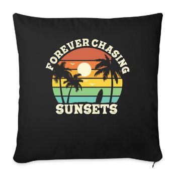 Forever Chasing Sunsets Retro Summer Vacation - Sofa pillowcase 17,3'' x 17,3'' (45 x 45 cm) - black - Front