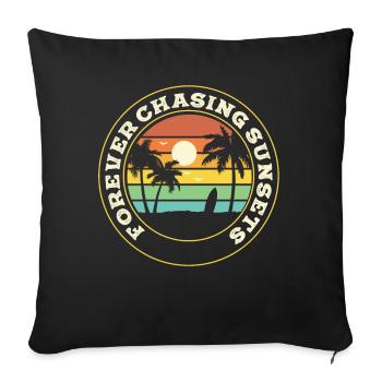 Forever Chasing Sunsets Retro Summer Vacation - Sofa pillowcase 17,3'' x 17,3'' (45 x 45 cm) - black - Front