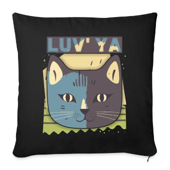 Valentine's Day Cat, Cat Head, Declaration of Love - Sofa pillowcase 17,3'' x 17,3'' (45 x 45 cm) - black - Front