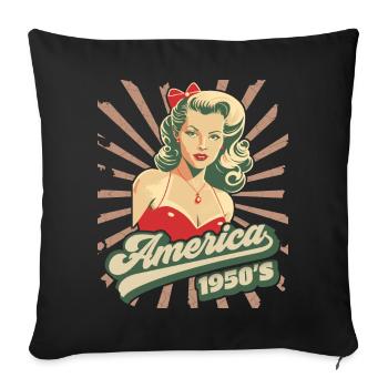 America, USA, Rock'n'Roll, 1950s, Pinup - Sofa pillowcase 17,3'' x 17,3'' (45 x 45 cm) - black - Front