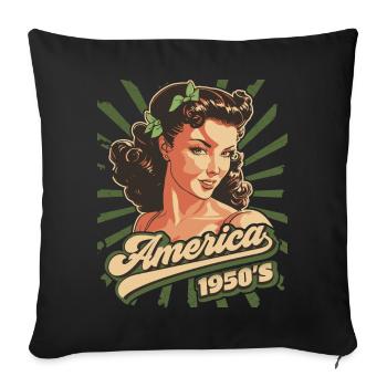 Pinup, America USA 1950s, Rock and Roll - Sofa pillowcase 17,3'' x 17,3'' (45 x 45 cm) - black - Front
