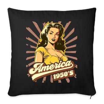 America USA 1950s, Pinup, Rock'n'Roll - Sofa pillowcase 17,3'' x 17,3'' (45 x 45 cm) - black - Front