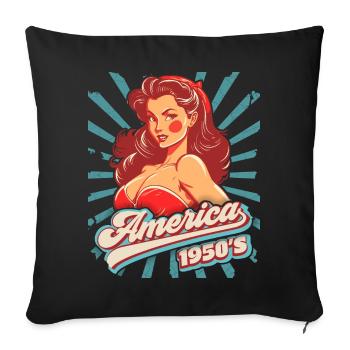 Pinup, Rock'n'Roll, 1950s, America, USA - Sofa pillowcase 17,3'' x 17,3'' (45 x 45 cm) - black - Front