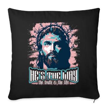 Jésus-Christ avec la couronne d’épines dicton chrétien - Housse de coussin décorative 45 x 45 cm - noir - Devant