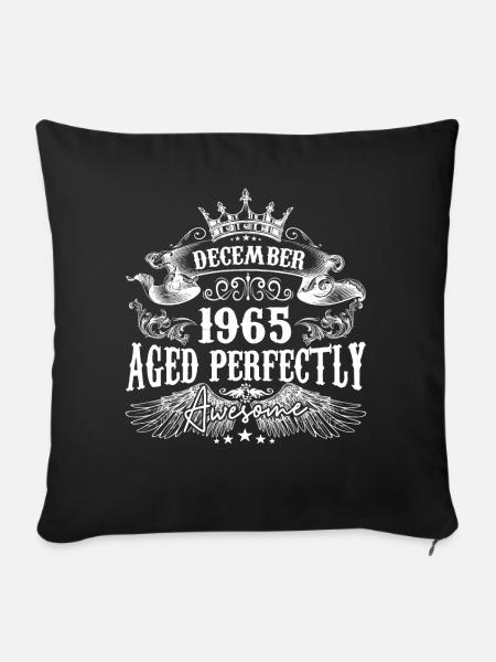 December 1965 Anniversary 1965 December - Sofa pillowcase 17,3'' x 17,3'' (45 x 45 cm) - black