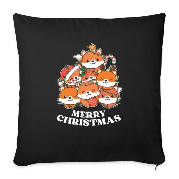 Merry Christmas Fox Christmas Eve Foxes - Sofa pillowcase 17,3'' x 17,3'' (45 x 45 cm) - black - Front