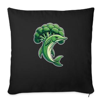 Brocoli Barracuda drôle d’animal à base de légumes - Housse de coussin décorative 45 x 45 cm - noir - Devant