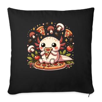 Snaxolotl or Pizzalotl Axolotl Loves Pizza - Sofa pillowcase 17,3'' x 17,3'' (45 x 45 cm) - black - Front