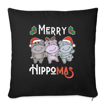 Joyeux Noël hippopotame de jeu de mots d’Hippoma - Housse de coussin décorative 45 x 45 cm - noir - Devant