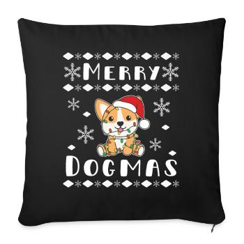 Joyeux Dogmes Jeu de mots Corgi Noël - Housse de coussin décorative 45 x 45 cm - noir - Devant