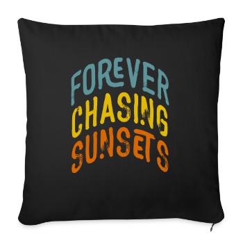 Forever Chasing Sunsets Vacances d’été rétro - Housse de coussin décorative 45 x 45 cm - noir - Devant