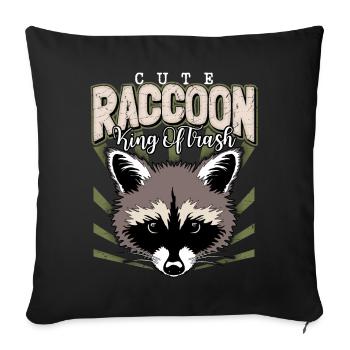 Illustration De Raton Laveur, Raton Laveur, Raton laveur-Racoon - Housse de coussin décorative 45 x 45 cm - noir - Devant