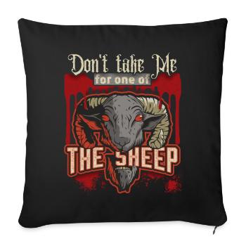 Cartoon Horror Sheep's Head, Sheep Horror Movie Saying - Sofa pillowcase 17,3'' x 17,3'' (45 x 45 cm) - black - Front