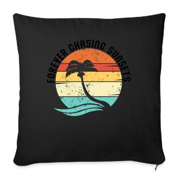 Forever Chasing Sunsets Retro Summer Vacation - Sofa pillowcase 17,3'' x 17,3'' (45 x 45 cm) - black - Front