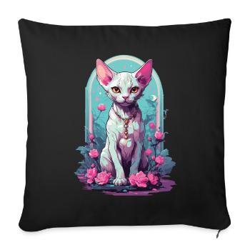 Occult Sphynx Cat in Pastel Goth Style - Sofa pillowcase 17,3'' x 17,3'' (45 x 45 cm) - black - Front