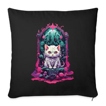 Occult Kawaii Cat Gothic Pastel Magic - Sofa pillowcase 17,3'' x 17,3'' (45 x 45 cm) - black - Front
