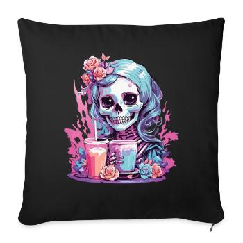 Kawaii Pastel Goth Skull Milkshake Design - Sofakissenbezug 45 x 45 cm - Schwarz - Vorne