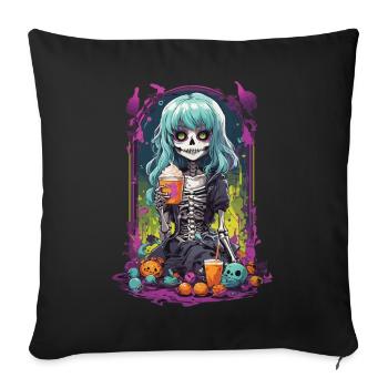 Gothic Pumpkin Spice latte Skelett eGirl Design - Sofakissenbezug 45 x 45 cm - Schwarz - Vorne