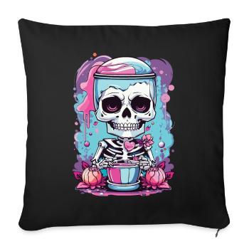 Kawaii Goth Pastel Skeleton Milkshake Design - Sofa pillowcase 17,3'' x 17,3'' (45 x 45 cm) - black - Front