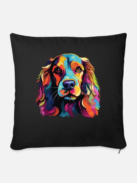 Watercolor Colorful Cocker Spaniel - Sofa pillowcase 17,3'' x 17,3'' (45 x 45 cm) - black