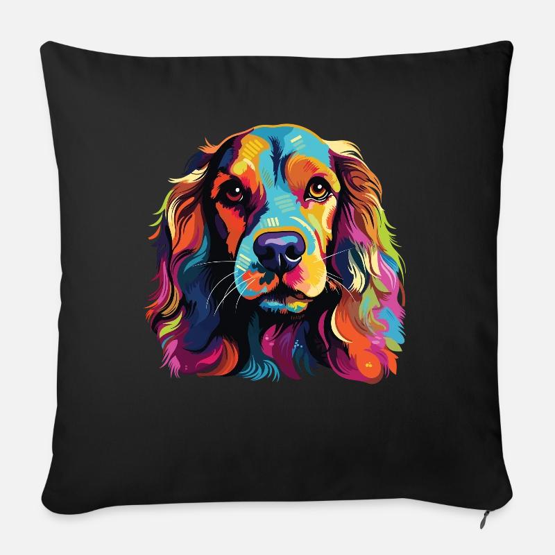 Wasserfarben Farbenfroher Cocker Spaniel - Sofakissenbezug 45 x 45 cm - Schwarz