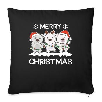 Merry Christmas Polar Bear Christmas Eve Polar Bears - Sofa pillowcase 17,3'' x 17,3'' (45 x 45 cm) - black - Front