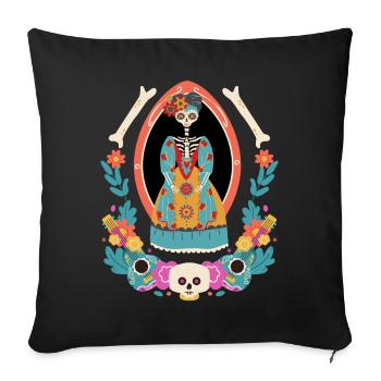 La Catrina Mexico, Dia-de-los-Muertos, guitars - Sofa pillowcase 17,3'' x 17,3'' (45 x 45 cm) - black - Front