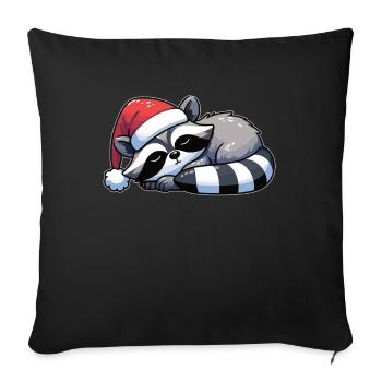 Santa Hat Christmas Sleeping Raccoon - Sofa pillowcase 17,3'' x 17,3'' (45 x 45 cm) - black - Front