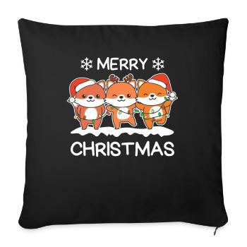 Merry Christmas Fox Christmas Eve Foxes - Sofa pillowcase 17,3'' x 17,3'' (45 x 45 cm) - black - Front