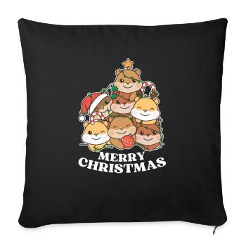 Merry Christmas Hamsters Christmas Eve Hamsters - Sofa pillowcase 17,3'' x 17,3'' (45 x 45 cm) - black - Front