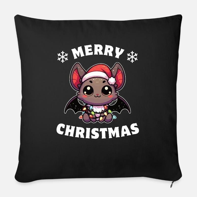 Weihnachten Lichterkette Fledermaus - Sofakissenbezug 45 x 45 cm - Schwarz