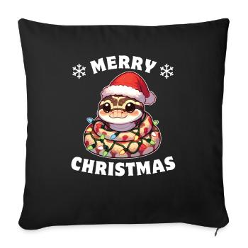 Père Noël chapeau Noël guirlandes lumineuses Python - Housse de coussin décorative 45 x 45 cm - noir - Devant