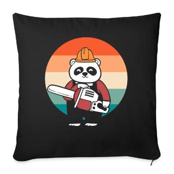 Panda -Kettensäge Baumarbeiter - Sofakissenbezug 45 x 45 cm - Schwarz - Vorne