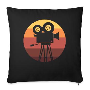 Retro -Filmkamera Regisseur - Sofakissenbezug 45 x 45 cm - Schwarz - Vorne