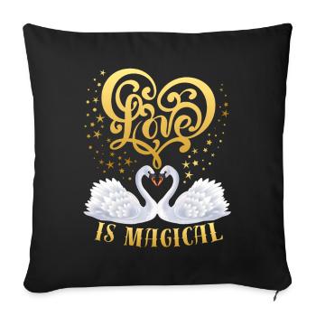 Swans in Love, Love-Love, Saying - Sofa pillowcase 17,3'' x 17,3'' (45 x 45 cm) - black - Front