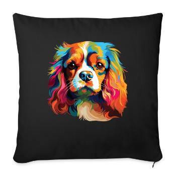 Aquarelle colorée Cavalier King Charles - Housse de coussin décorative 45 x 45 cm - noir - Devant